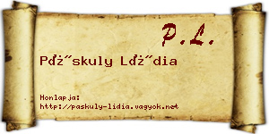 Páskuly Lídia névjegykártya